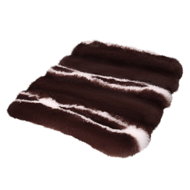 Sofa Vama Ropa de Cama Cojín de invierno para asiento de coche, corto, de felpa, con estampado de rayas verticales, para asiento delantero individual, cálido para invierno for Navideño
