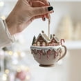 thumbnail image 6 of Shoreew 2 Pcs Coffee Cup Christmas Tree Ornaments 2D Acrylic Winter Village Snow House Hot Chocolate Mug Shape Xmas Hanging Pendents for Holiday Decor, 6 of 6
