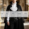 thumbnail image 5 of Men's Gothic Vampire Costume Victorian Aristocrat Nobleman Cosplay Outfit Medieval Stand Collar Jacket Ruffled Shirt Pants Suit for Halloween Dress Up, 5 of 9