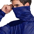 thumbnail image 4 of Havenx Men's Upf 50+ Sun Protection Hooded Shirt Texture Print Long Sleeve Hoodie with Mask Rapid Dry Rash Guard Shirts Cooling Lightweight Outdoor Hiking Fishing Clothing,Dark Blue M, 4 of 5
