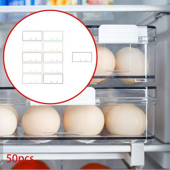 Tongina 50 Pieces Food Storage Labels Labels Waterproof Easy to Use Contents and Date Stickers for Home Bar Food Containers