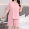 thumbnail image 4 of Aezemi Women Plus Size Sleep Set 2 Piece Fashion Short Sleeve Tops Shorts Summer Spring Home Comfy Casual Pajama Sets for Women 4XL, 4 of 8