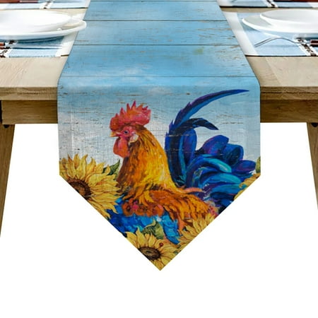 

Farm Rooster Butterfly Texture Table Runner Wedding Table Decoration Hotel Party Dining Tablecloth and Table Mat