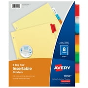 Avery Big Tab Insertable Dividers, 8-Tab, Buff Paper, Multicolor Tabs, Laser/Inkjet, 1 Set