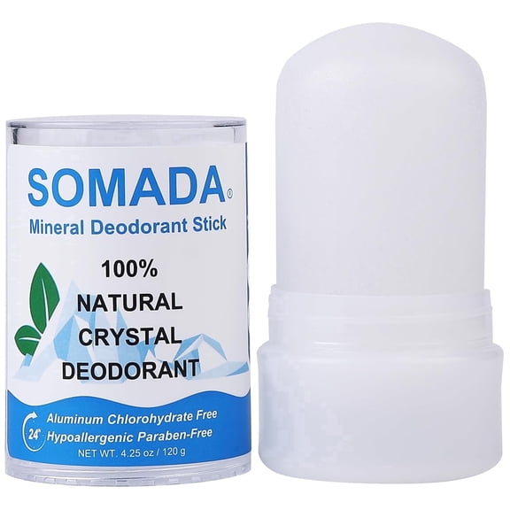 SOMADA Natural Crystal Salt Deodorant Stick for Women and Men, 4.25 oz