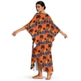 thumbnail image 2 of FKELYI Tropical Palm Tree Flower Print Womens Summer Coverup V-Neck Maxi Beach Dress Soft Caftan with 2 Pcs Chest Patch Batwing Sleeves Loungewear Plus Size Ladies Beachwear, 2 of 7