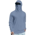 thumbnail image 2 of Long Sleeve Sun Shirt Men Rash Guard Cooling Fishing Hoodies with Mask Casual Summer UV SPF Hiking Solid Color Blouses with Neck Gaiter Outdoor Performance Activewear Mens Tops 2026 Blue L, 2 of 4