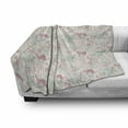 thumbnail image 3 of Ostrich Soft Flannel Fleece Throw Blanket, Safari Tiger Giraffe Lion Peacock Hipster Illustration, Cozy Plush for Indoor and Outdoor Use, 70" x 90", Mint Green Pink Rose, by Ambesonne, 3 of 6