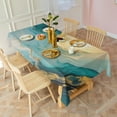 thumbnail image 3 of Blue Gold Marble Pattern Rectangle Tablecloth 60"x102",Waterproof Polyester Rectangle Table Cloth, Wipeable Spillproof Polyester Tablecloth for Dining, Camping, Indoor and Outdoor, 3 of 6