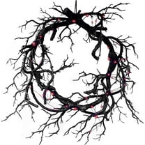 Black Wreath for Front Door, Halloween Wreath with Lights, Wreath Halloween Lighted Garland Outdoor Halloween Decorations, Glitter Black Wreaths Halloween Decor Party Props