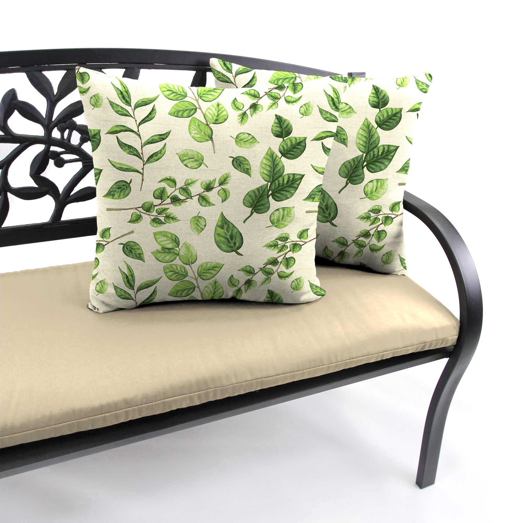 Jordan Manufacturing 16" x 16" Natik Aloe Green Leaves Square Outdoor Throw Pillow (4 Pack)