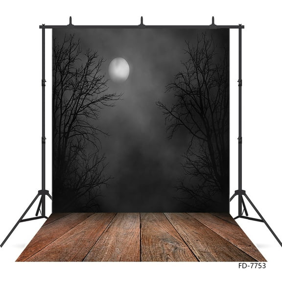 Halloween Backdrop Moon Dead Tree Wood Floor Vinyl Photography Background For Photo Studio Children Photoph Photoz Prop