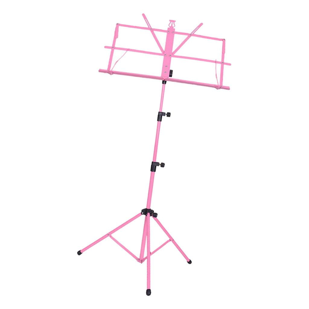 LeeQinersw Adjustable Sheet Music Stand Holder Folding Foldable with Black Bag Pink