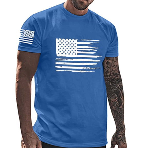 Guluxicc Patriotic Graphic Shirts for Men 4th of July Summer Vacation T Shirts Independence Day Tops