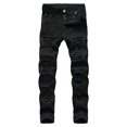 thumbnail image 1 of Pantalones vaqueros rectos de algodón con agujeros rasgados para hombre de Honeeladyy, pantalones largos, pantalones de trabajo para hombre, 1 of 8