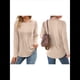 thumbnail image 3 of Blusa Tipo Túnica Plisada de Larga Abullonada para Mujer, Cuello Redondo, Estilo Elegante, Informal, Holgada, para Verano Crema XL, 3 of 5