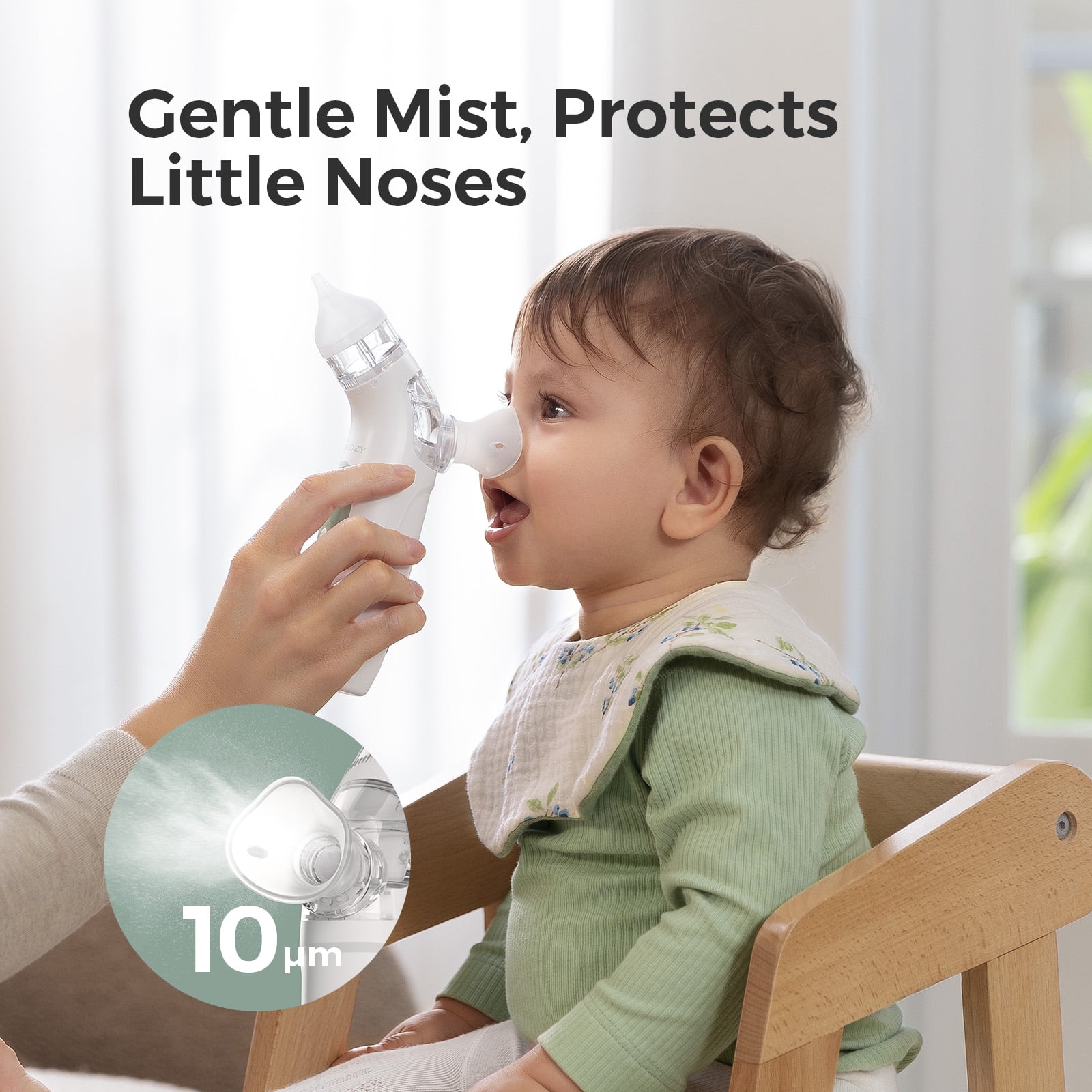 Momcozy BreezyClear™ 2-in-1 Electric Nasal Aspirator with Spray, Nasal Aspirator for Baby, 65kPa Nose Sucker with 4 Adjustable Suction Levels, Portable Electric Nose Cleaner, Light & Music Soothing
