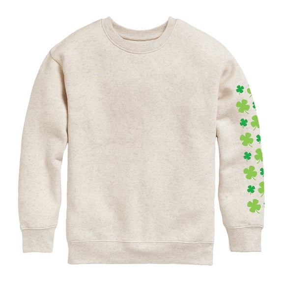 Instant Message - Shamrocks Trail Green Graphic Long Sleeve Fleece Sweatshirt