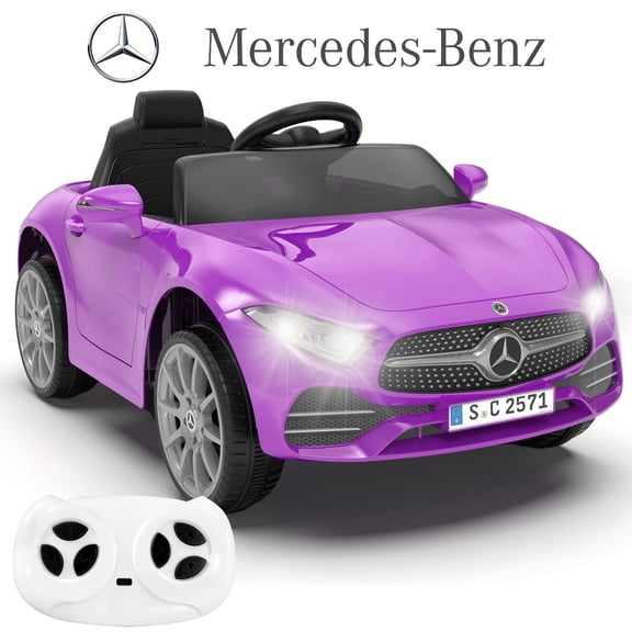 12V Kids Ride on Car with 2.4G Remote Control, Battery Powered Electric Vehicle with Double Doors, Safety Belt & LED Light(Purple)