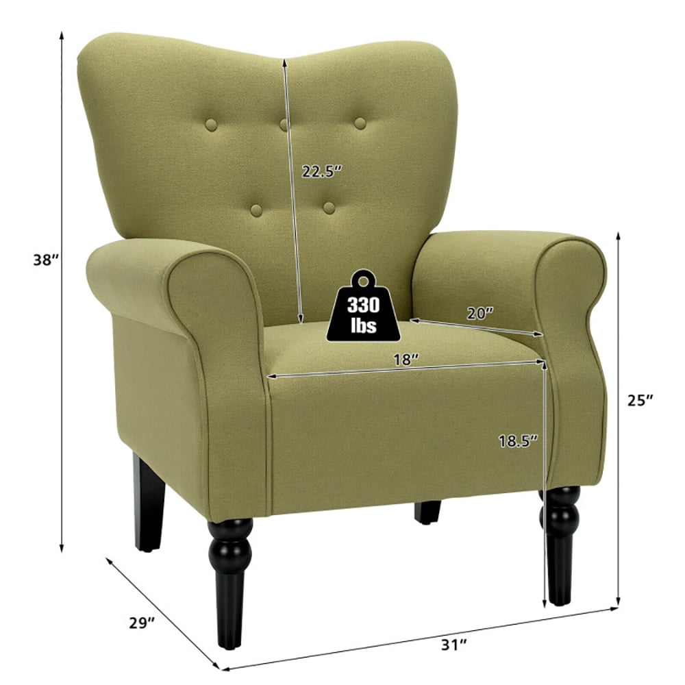 Finihen Accent Armchair, Modern Accent Chair with Tufted Backrest and Rubber Wood Avocado Legs, for Living Room, Bedroom, Green Finihen Accent Armchair, Modern Accent Chair with Tufted Backrest and Rubber Wood Avocado Legs, for Living Room, Bedroom, Green