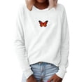 thumbnail image 1 of Blouse à Manches Longues pour Femmes Imprimé Papillon Col Rond Pull Ample Blouse Décontractée à Manches Longues, 1 of 6