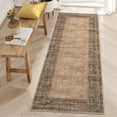 thumbnail image 6 of Garvee 2'x6' Vintage Border Runner Rug, Non-Slip Washable Rug Traditional Retro Distressed Carpet, Low Pile Foldable Indoor Rug for Entryway Bedroom Kitchen, Brown, 6 of 9
