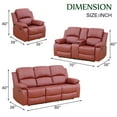 thumbnail image 5 of Caberryne Recliner Sofa Set with 5 Recliners for Living Room Furniture Sets，Leather Reclining Couch Set with Cup Holders/Hidden Table for Living Room/Office/Theater Seating(3 Pieces,Red), 5 of 5