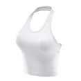 thumbnail image 3 of FashionMille Women's Regular Fit Sleeveless Ribbed Halter Crop Top, 3 of 5