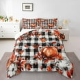 thumbnail image 2 of jejeloiu Autumn Pumpkin Maples Full Size Comforter Sets,White Black Checkered Bedding Comforter Set,Rustic Farmhouse Cabin Bedding Sets For Men Women,Luxury Bedroom Decor Reversible,3-Piece, 2 of 8