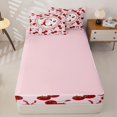 thumbnail image 4 of Homewish Girls Red Personalized C Initial Zipper Twin Comforter Sets with Fitted Sheet and 2 Pillowcases,Cartoon Bow Cherry Zipper Bedding Set,4-Piece,Pink Reversible, 4 of 6
