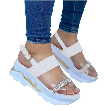 

CYMMPU Women s Sandals Summer Ladies Women Flat Thick Soled Shoes Fashion Casual Beach Sandals