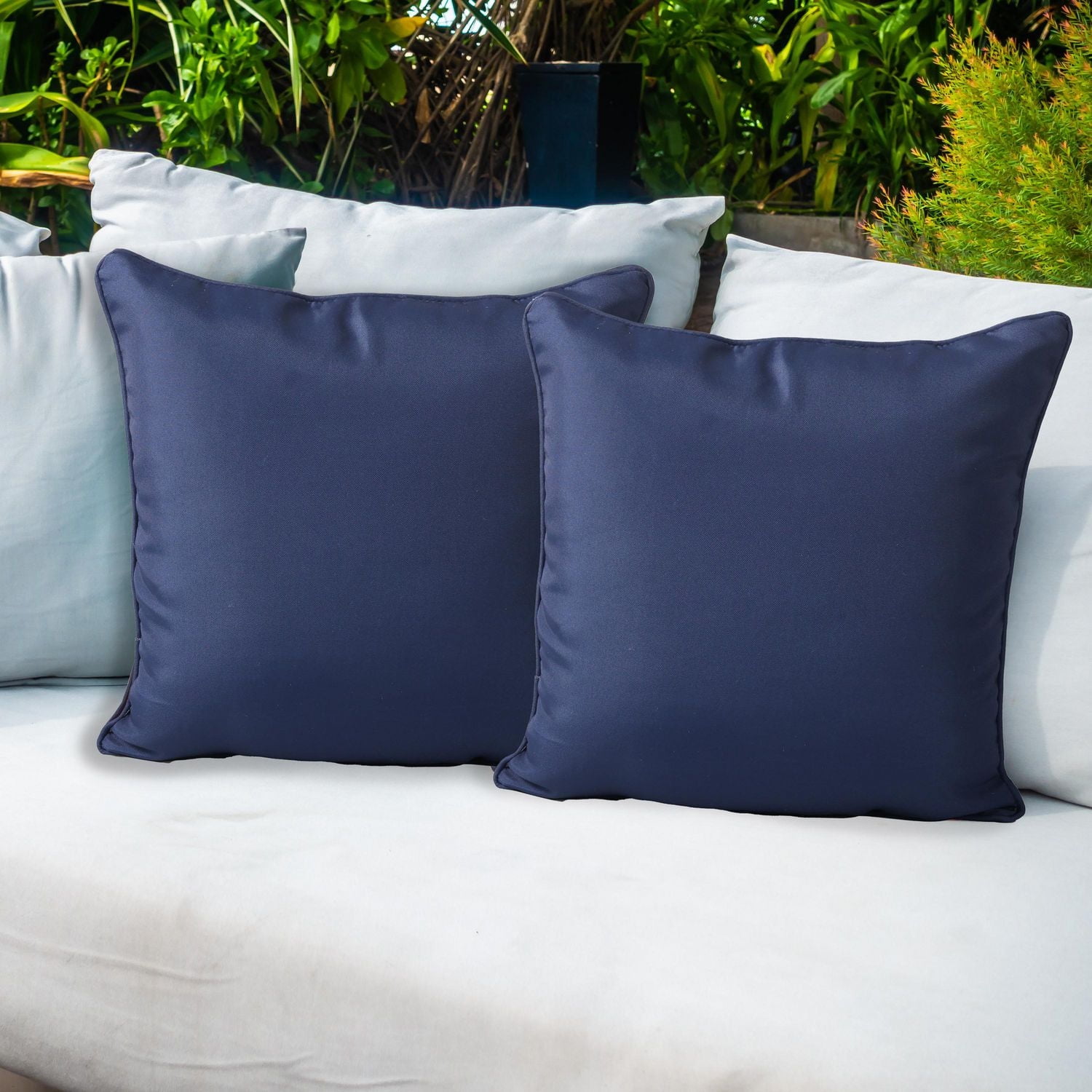 2-Pack Indoor/Outdoor Decorative Pillows, Blue 18" x 18"
