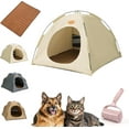 thumbnail image 1 of Breezyden Pet Tent, Breezyden Pop-Up Pet Tent, Portable Hideaway for Cats & Small Dogs, Waterproof, Breathable Mesh, Scratch-Resistant, Fully Washable with Mat (Beige,L (Fits Pets Under 33 Ibs)), 1 of 7