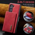 thumbnail image 6 of for Samsung Galaxy Z Fold5 Back Wallet Case with Detachable Card Slots Holder Kickstand, Premium PU Leather Magnetic Closure Soft Silicone Shockproof Drop Resistant Protective Cover, Red, 6 of 12