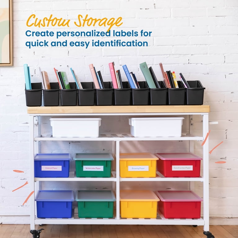 ECR4KIDS 10-Pack Letter Size Storage Trays With Lids - Assorted Colors, Organize Papers & Supplies