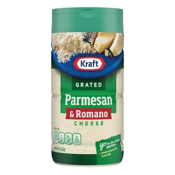 Kraft Natural Grated Parmesan and Romano Cheese Shaker, 8 oz Bottle