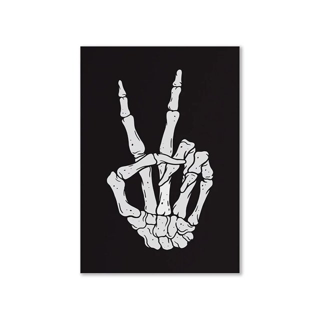 Póster blanco y negro de Halloween, impresión artística de esqueleto potable de paz, pintura en lienzo de calabaza aterradora, imagen de pared moderna, decoración del hogar para habitación