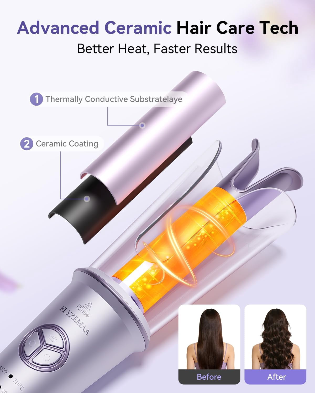 Automatic Hair Curler, Automatic Curling Iron Hair Waver with 4 Temperature, Portable Hair Curlers for Travel 110V-240V, Anti-Scald, Anti-Tangle Rotating Curling
