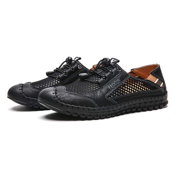 Men Summer Sandals Leisure Sports Fashion Hiking Athletic Comfortable Fisherman Slippers Hollow Breathable Outdoor Beach Shoes Black 11 US