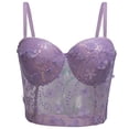thumbnail image 2 of BUIGTTKLOP Corset Top for Women with Built in Bra Tank Tops Sleeveless Embroidered Spaghetti Strap Mesh Push up Bustier Bralettes, 2 of 6