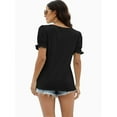 thumbnail image 5 of Women Summer Square Neck Ruffled Tops Short Sleeve Blouse Casual T-Shirt Top, 5 of 5