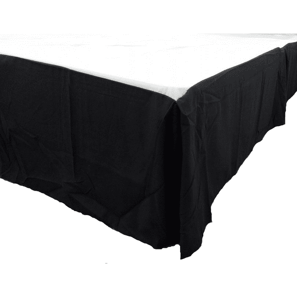 Qutain Linen Tailored Bed Skirt Dust, Black King Size Bed Skirt