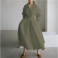 thumbnail image 1 of Women's Polo Collar Long Sleeve Maxi Dress - Ankle-Length, Elastic, Button Detail, Polyester, 1 of 9