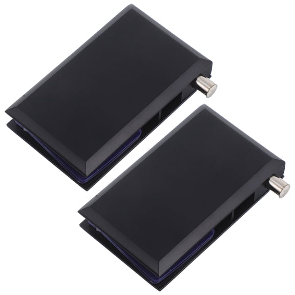 Hemoton 2 Pcs No Drill Glass Door Hinges For Cabinets Heavy Duty Pivot Clamp Black Matte Finish Frameless Design Suitable For Glass Thickness