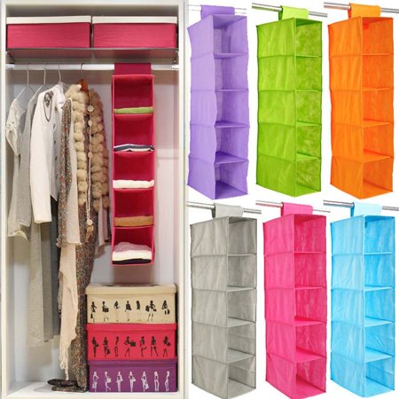 5 Shelf Hanging Wardrobe Section Storage Closet Organiser Shoe Clothes Garment Walmart Canada
