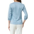 thumbnail image 3 of INSPIRE CHIC Women's Casual Dressy Office Blouses 3/4 Sleeve V Neck Satin Shirt XL Light Blue, 3 of 6