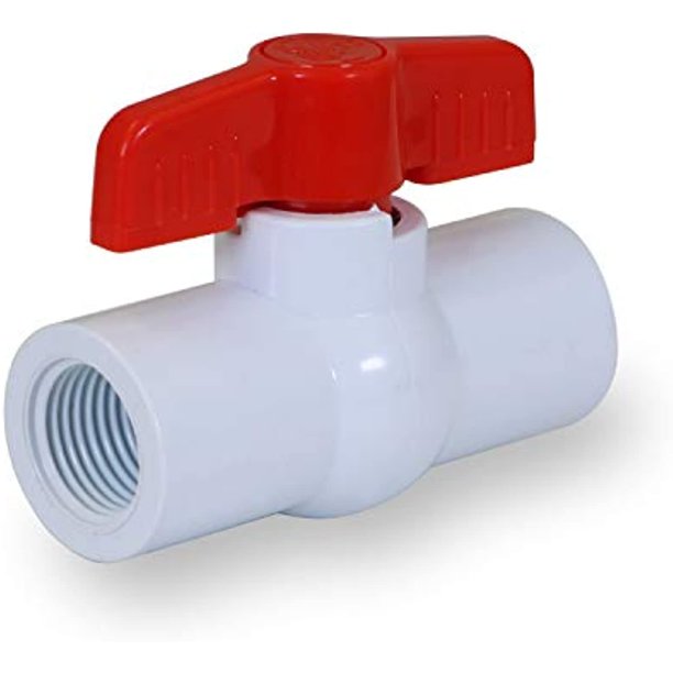 Midline Valve PVC Ball Valve Red THandle Water ShutOff 11/4 in. FIP