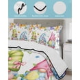 thumbnail image 3 of Twin Quilt Bedding Set, Spring Easter Reversible Summer Quilt 3 Pieces, Watercolor Eggs Gnomes Floral Butterflies Plants Lightweight Bedspreads Coverlets with 2 Pillow Shams for All Seasons, 3 of 5