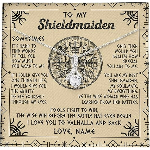 Alluring Beauty Necklace for Wife from Husband, Necklace To My Shieldmaiden, Jewelry for Girlfriend from Boyfriend with Message Card and Gift Box, Birthday Gift for Her