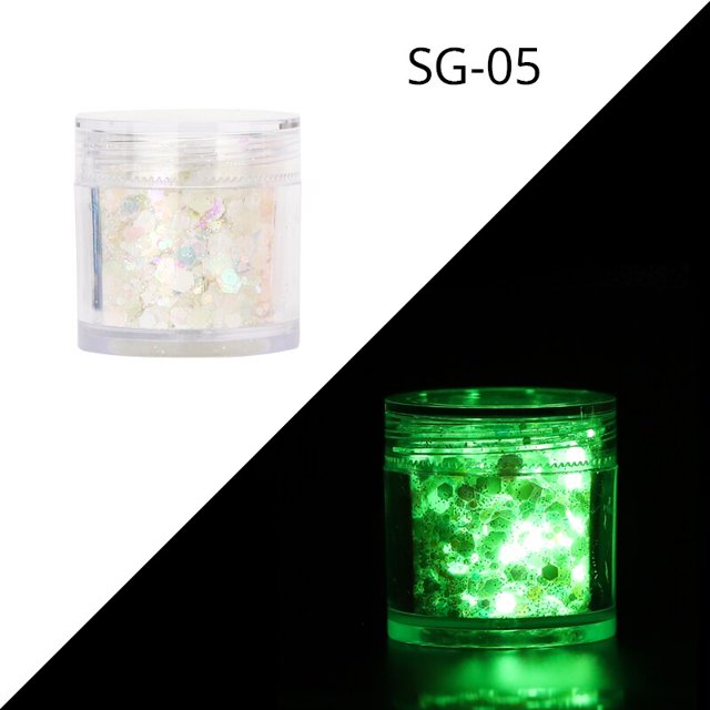 10 g/bolsa de polvo de fósforo de neón polvo de brillo de uñas 12 colores polvo de tierras raras polvo luminoso de fósforo de acción prolongada que brilla en la oscuridad Tan Jianjun unisex